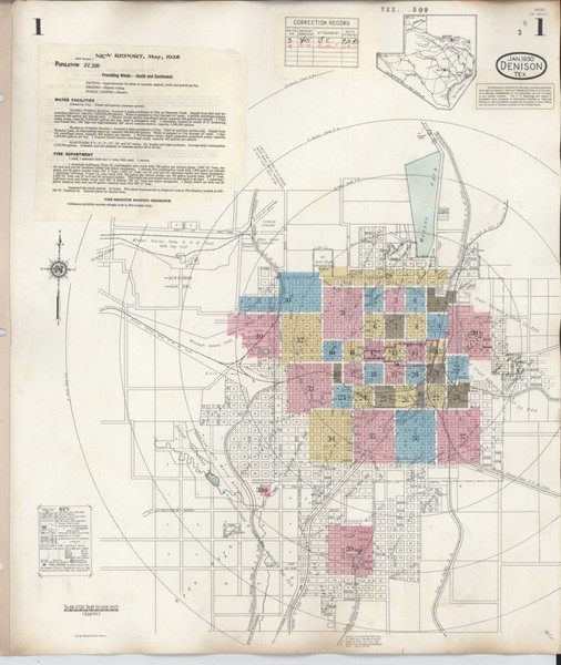 Denison Texas 1949 - Fire Insurance Index - Old Map Reprint Denison Texas 1949 - Fire Insurance Index - Old Map Reprint