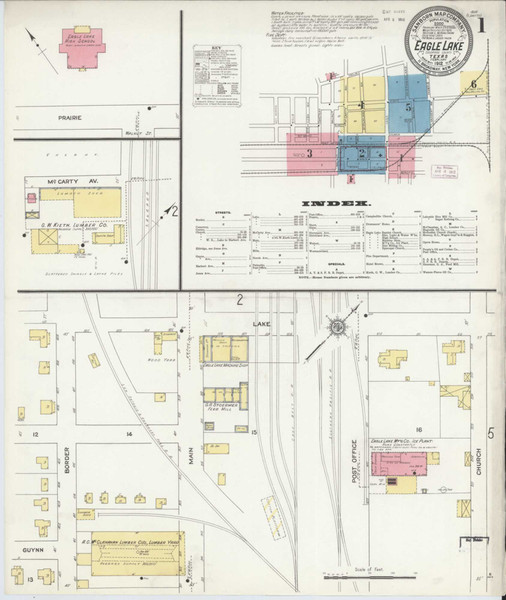 Eagle Lake Texas 1912 - Fire Insurance Index - Old Map Reprint Eagle Lake Texas 1912 - Fire Insurance Index - Old Map Reprint