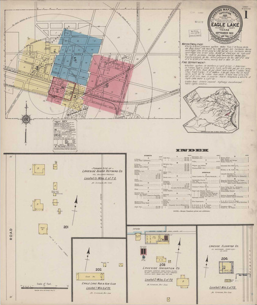 Eagle Lake Texas 1922 - Fire Insurance Index - Old Map Reprint Eagle Lake Texas 1922 - Fire Insurance Index - Old Map Reprint