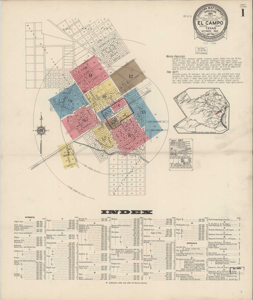 El Campo Texas 1922 - Fire Insurance Index - Old Map Reprint El Campo Texas 1922 - Fire Insurance Index - Old Map Reprint