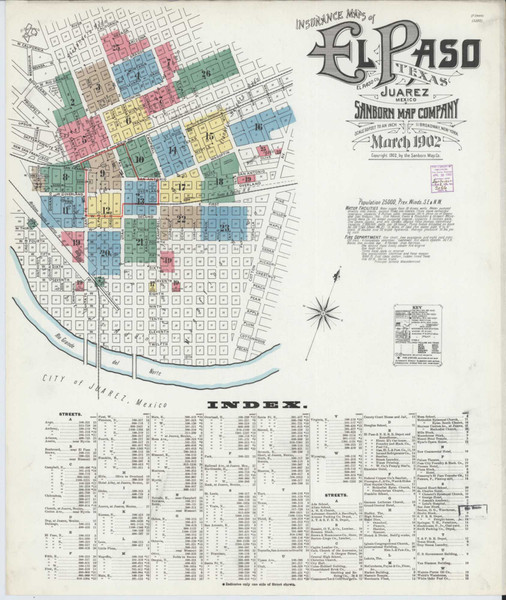 El Paso Texas 1902 - Fire Insurance Index - Old Map Reprint