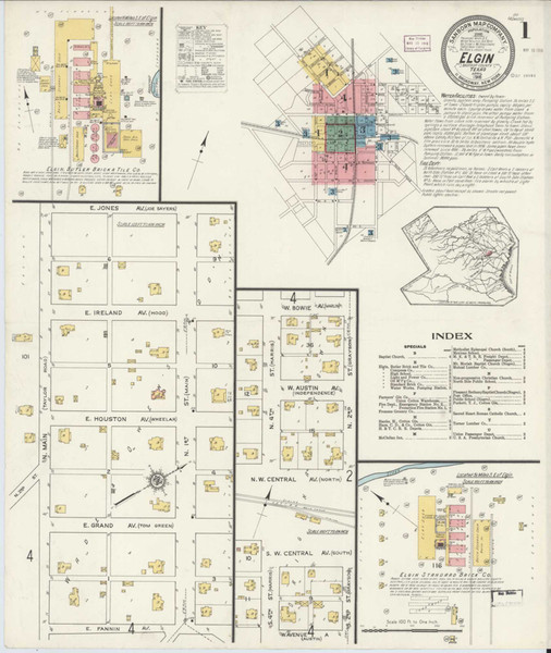 Elgin Texas 1916 - Fire Insurance Index - Old Map Reprint Elgin Texas 1916 - Fire Insurance Index - Old Map Reprint