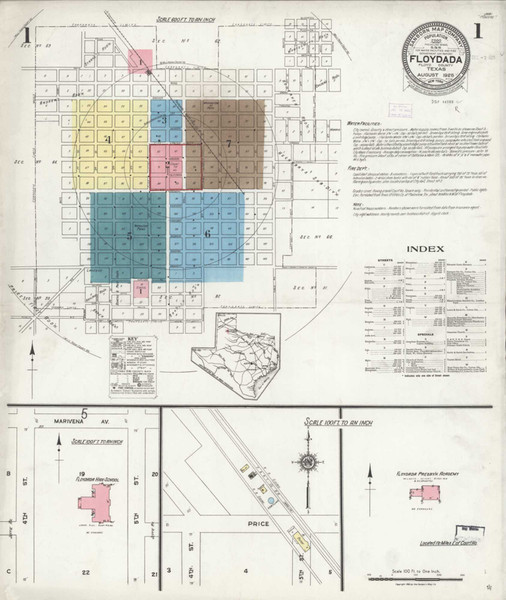 Floydada Texas 1925 - Fire Insurance Index - Old Map Reprint Floydada Texas 1925 - Fire Insurance Index - Old Map Reprint