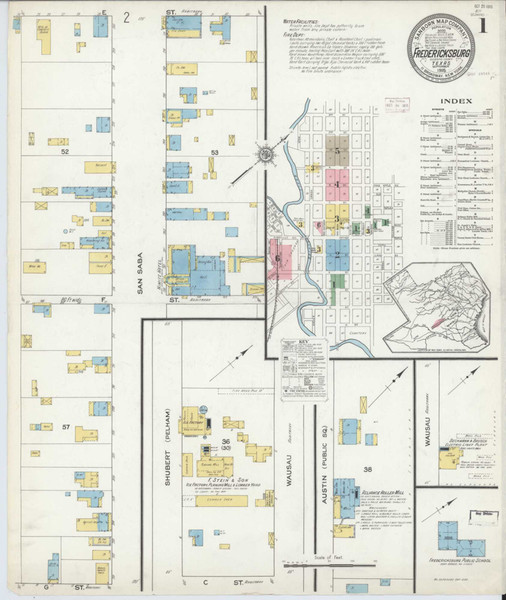 Fredericksburg Texas 1915 - Fire Insurance Index - Old Map Reprint Fredericksburg Texas 1915 - Fire Insurance Index - Old Map Reprint