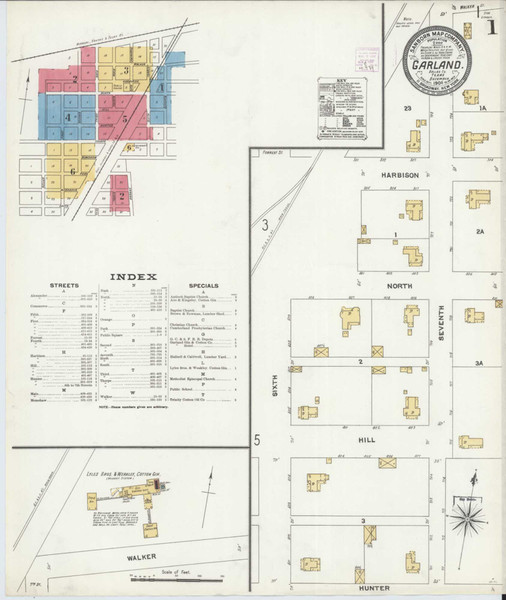 Garland Texas 1906 - Fire Insurance Index - Old Map Reprint Garland Texas 1906 - Fire Insurance Index - Old Map Reprint