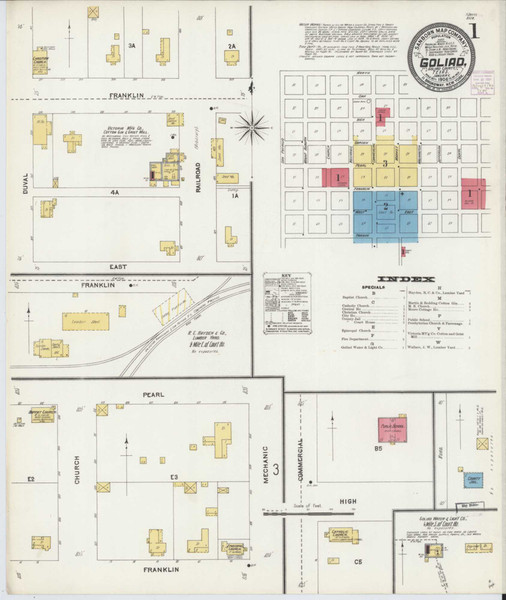 Goliad Texas 1906 - Fire Insurance Index - Old Map Reprint Goliad Texas 1906 - Fire Insurance Index - Old Map Reprint