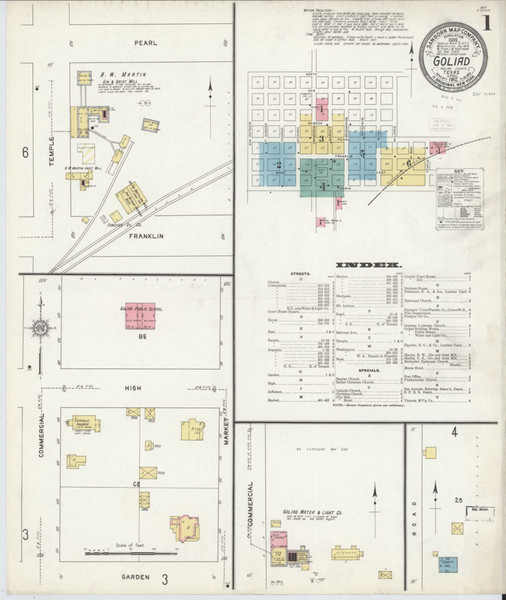 Goliad Texas 1912 - Fire Insurance Index - Old Map Reprint Goliad Texas 1912 - Fire Insurance Index - Old Map Reprint