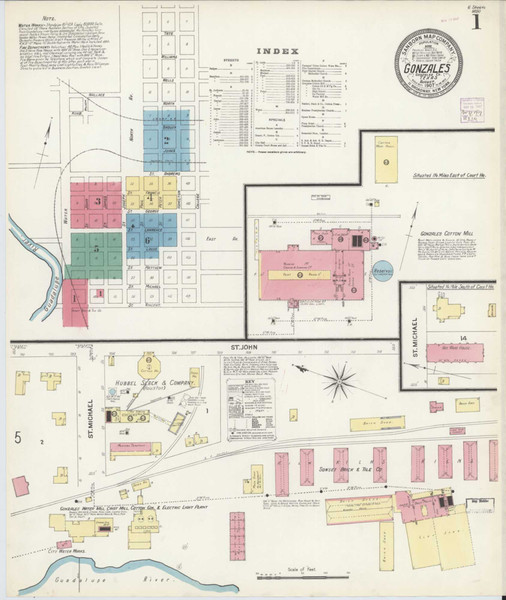 Gonzales Texas 1907 - Fire Insurance Index - Old Map Reprint Gonzales Texas 1907 - Fire Insurance Index - Old Map Reprint