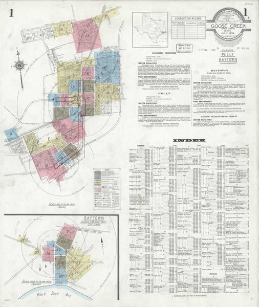 Goose Creek Texas 1939 - Fire Insurance Index - Old Map Reprint Goose Creek Texas 1939 - Fire Insurance Index - Old Map Reprint