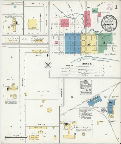 Granbury Texas 1905 - Fire Insurance Index - Old Map Reprint Granbury Texas 1905 - Fire Insurance Index - Old Map Reprint