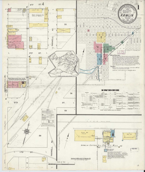 Hamlin Texas 1913 - Fire Insurance Index - Old Map Reprint Hamlin Texas 1913 - Fire Insurance Index - Old Map Reprint