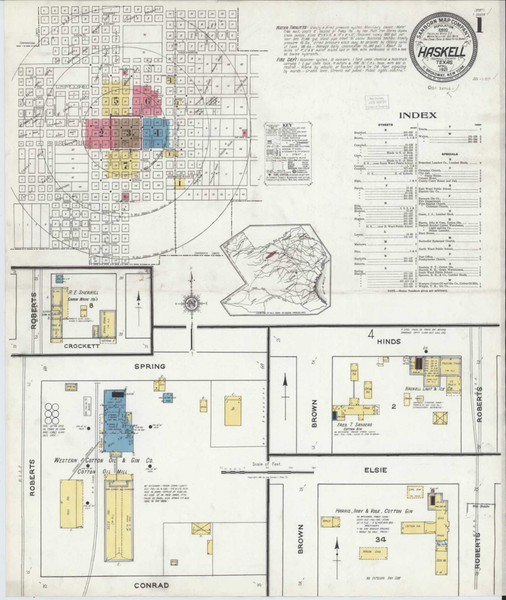 Haskell Texas 1921 - Fire Insurance Index - Old Map Reprint Haskell Texas 1921 - Fire Insurance Index - Old Map Reprint