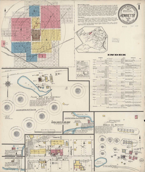 Henrietta Texas 1922 - Fire Insurance Index - Old Map Reprint Henrietta Texas 1922 - Fire Insurance Index - Old Map Reprint