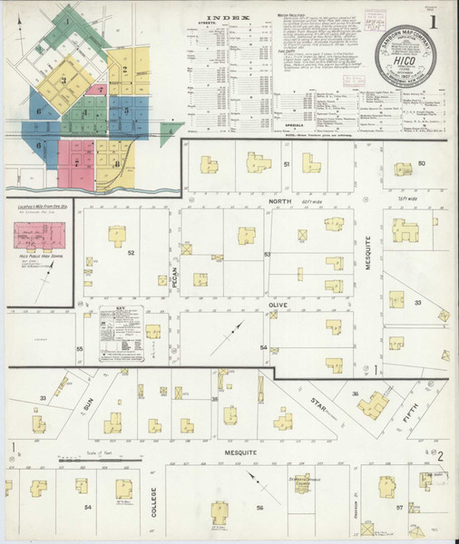 Hico Texas 1907 - Fire Insurance Index - Old Map Reprint Hico Texas 1907 - Fire Insurance Index - Old Map Reprint