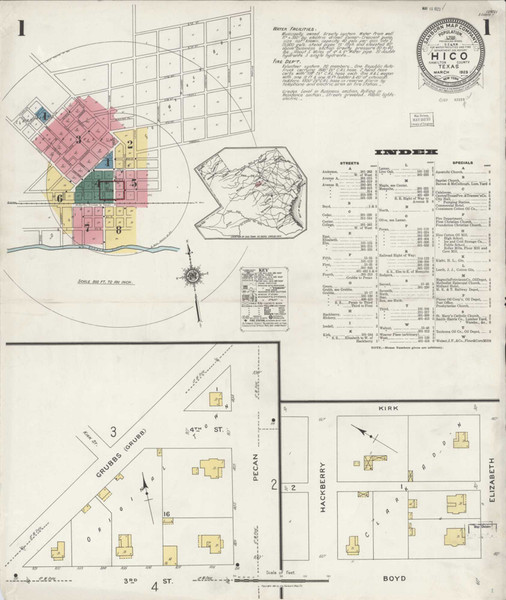 Hico Texas 1923 - Fire Insurance Index - Old Map Reprint Hico Texas 1923 - Fire Insurance Index - Old Map Reprint