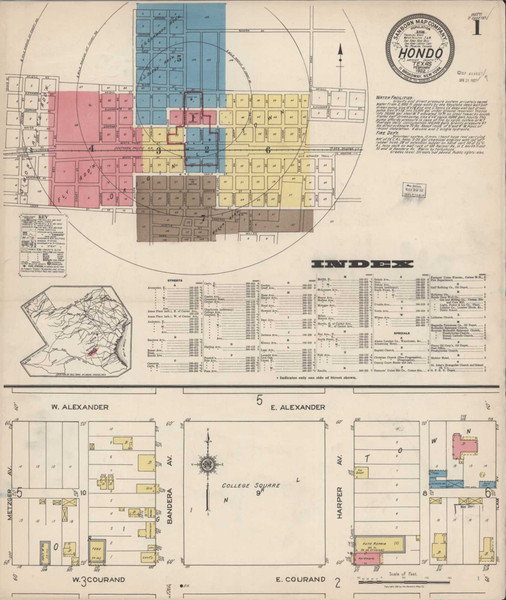 Hondo Texas 1922 - Fire Insurance Index - Old Map Reprint Hondo Texas 1922 - Fire Insurance Index - Old Map Reprint