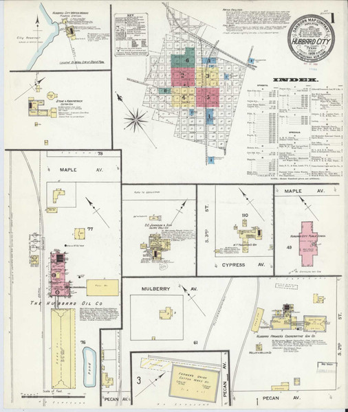 Hubbard Texas 1909 - Fire Insurance Index - Old Map Reprint Hubbard Texas 1909 - Fire Insurance Index - Old Map Reprint