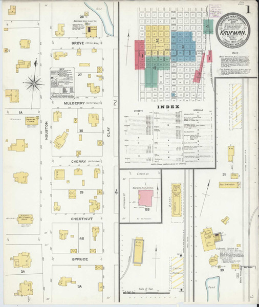 Kaufman Texas 1905 - Fire Insurance Index - Old Map Reprint Kaufman Texas 1905 - Fire Insurance Index - Old Map Reprint
