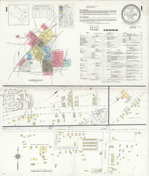 Kilgore Texas 1936 - Fire Insurance Index - Old Map Reprint Kilgore Texas 1936 - Fire Insurance Index - Old Map Reprint