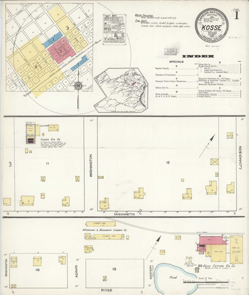 Kosse Texas 1921 - Fire Insurance Index - Old Map Reprint Kosse Texas 1921 - Fire Insurance Index - Old Map Reprint