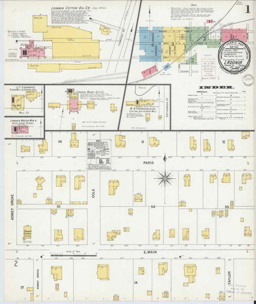Ladonia Texas 1900 - Fire Insurance Index - Old Map Reprint Ladonia Texas 1900 - Fire Insurance Index - Old Map Reprint