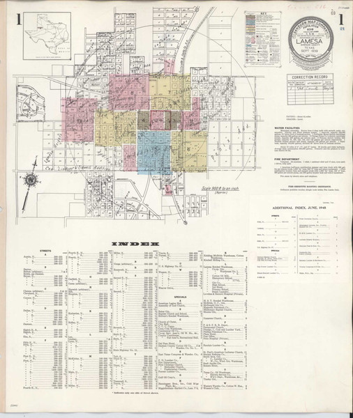 Lamesa Texas 1948 - Fire Insurance Index - Old Map Reprint Lamesa Texas 1948 - Fire Insurance Index - Old Map Reprint