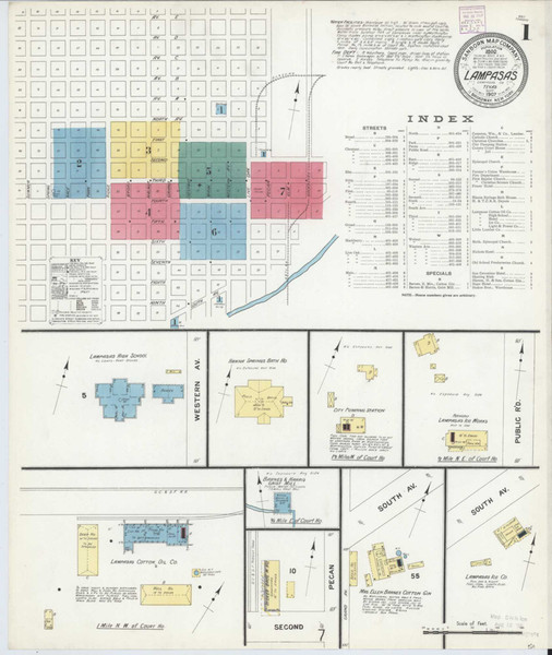 Lampasas Texas 1907 - Fire Insurance Index - Old Map Reprint Lampasas Texas 1907 - Fire Insurance Index - Old Map Reprint