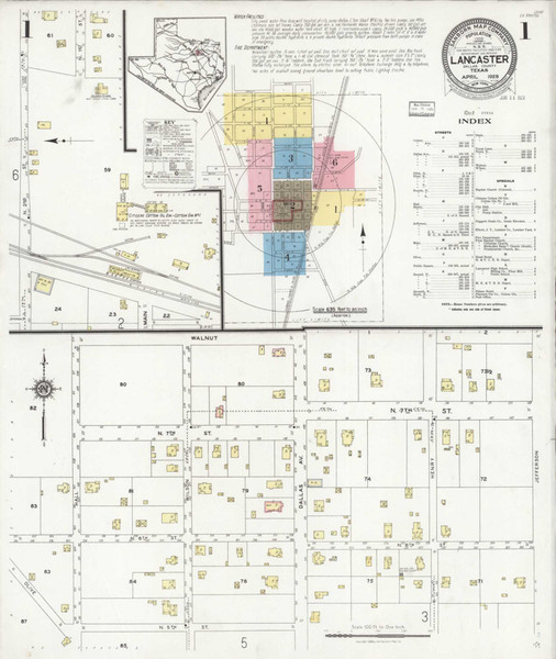 Lancaster Texas 1928 - Fire Insurance Index - Old Map Reprint Lancaster Texas 1928 - Fire Insurance Index - Old Map Reprint