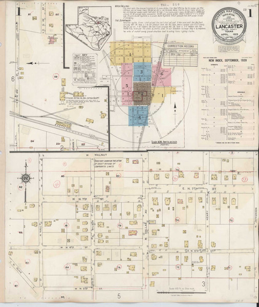Lancaster Texas 1939 - Fire Insurance Index - Old Map Reprint Lancaster Texas 1939 - Fire Insurance Index - Old Map Reprint