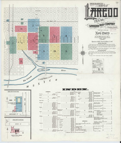 Laredo Texas 1909 - Fire Insurance Index - Old Map Reprint Laredo Texas 1909 - Fire Insurance Index - Old Map Reprint
