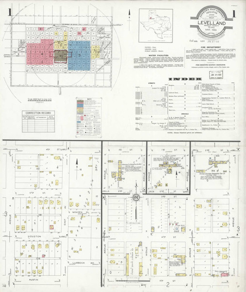 Levelland Texas 1933 - Fire Insurance Index - Old Map Reprint Levelland Texas 1933 - Fire Insurance Index - Old Map Reprint