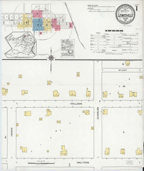 Lewisville Texas 1921 - Fire Insurance Index - Old Map Reprint Lewisville Texas 1921 - Fire Insurance Index - Old Map Reprint