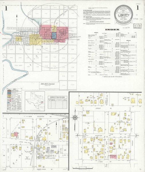 Liberty Texas 1938 - Fire Insurance Index - Old Map Reprint Liberty Texas 1938 - Fire Insurance Index - Old Map Reprint