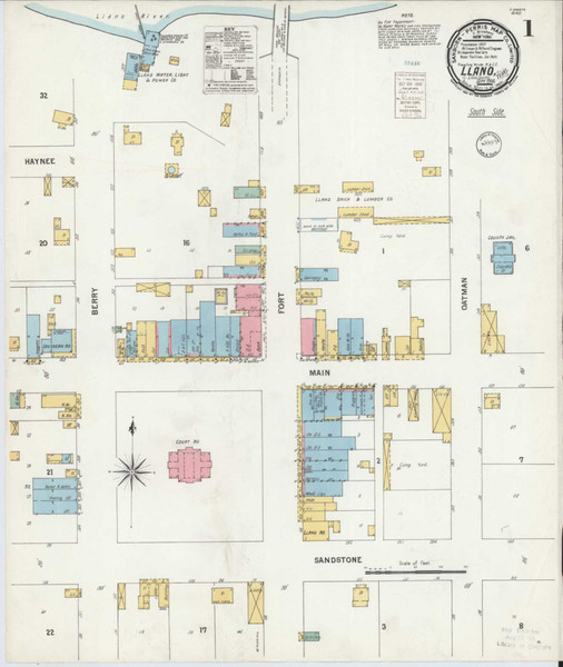 Llano Texas 1900 - Fire Insurance Index - Old Map Reprint Llano Texas 1900 - Fire Insurance Index - Old Map Reprint
