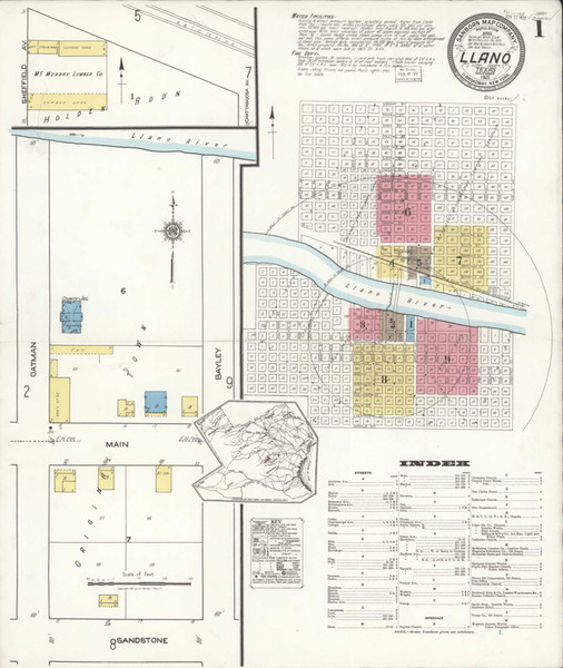 Llano Texas 1921 - Fire Insurance Index - Old Map Reprint Llano Texas 1921 - Fire Insurance Index - Old Map Reprint