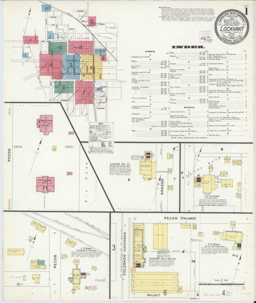 Lockhart Texas 1909 - Fire Insurance Index - Old Map Reprint Lockhart Texas 1909 - Fire Insurance Index - Old Map Reprint