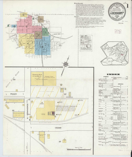 Lockhart Texas 1915 - Fire Insurance Index - Old Map Reprint Lockhart Texas 1915 - Fire Insurance Index - Old Map Reprint