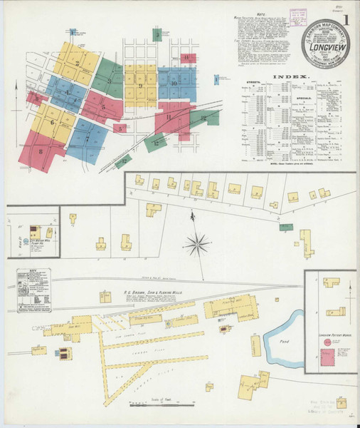 Longview Texas 1906 - Fire Insurance Index - Old Map Reprint Longview Texas 1906 - Fire Insurance Index - Old Map Reprint