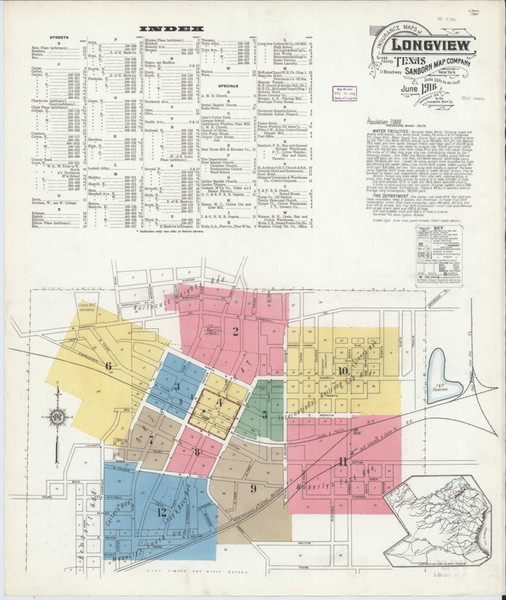 Longview Texas 1916 - Fire Insurance Index - Old Map Reprint Longview Texas 1916 - Fire Insurance Index - Old Map Reprint