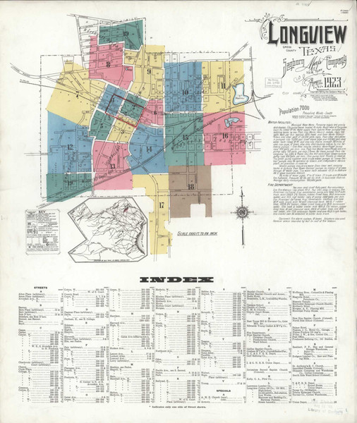 Longview Texas 1923 - Fire Insurance Index - Old Map Reprint Longview Texas 1923 - Fire Insurance Index - Old Map Reprint