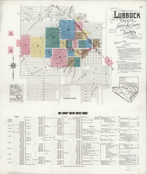 Lubbock Texas 1926 - Fire Insurance Index - Old Map Reprint Lubbock Texas 1926 - Fire Insurance Index - Old Map Reprint