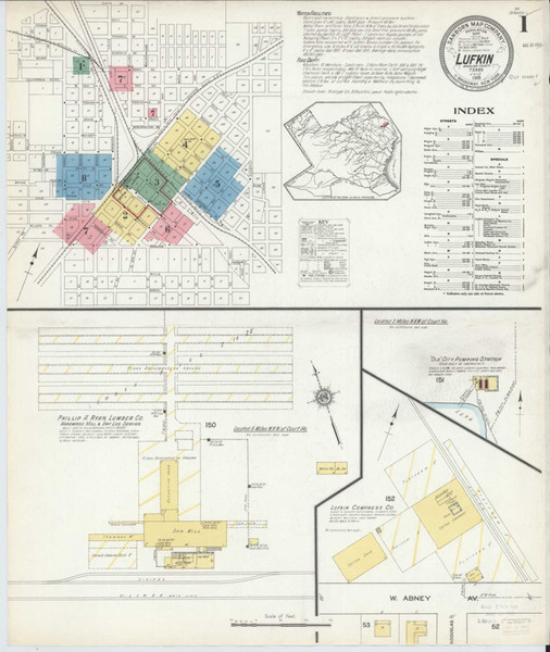 Lufkin Texas 1915 - Fire Insurance Index - Old Map Reprint Lufkin Texas 1915 - Fire Insurance Index - Old Map Reprint