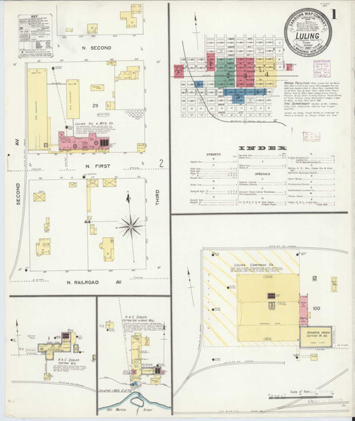 Luling Texas 1907 - Fire Insurance Index - Old Map Reprint Luling Texas 1907 - Fire Insurance Index - Old Map Reprint