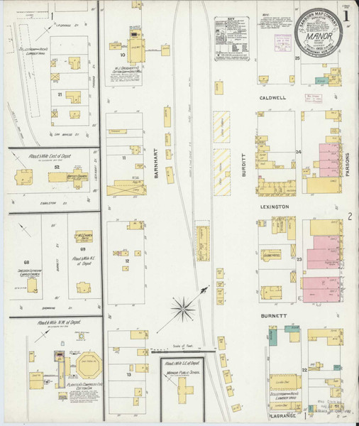 Manor Texas 1905 - Fire Insurance Index - Old Map Reprint