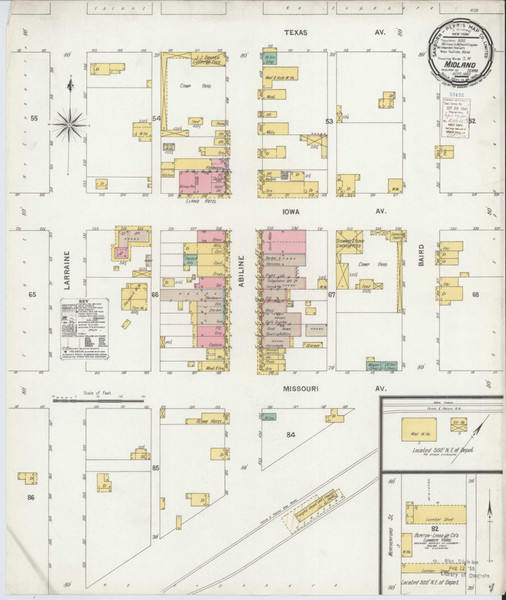 Midland Texas 1900 - Fire Insurance Index - Old Map Reprint Midland Texas 1900 - Fire Insurance Index - Old Map Reprint