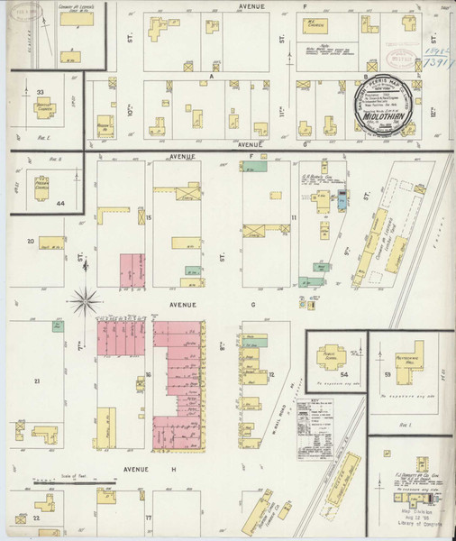 Midlothian Texas 1898 - Fire Insurance Index - Old Map Reprint Midlothian Texas 1898 - Fire Insurance Index - Old Map Reprint