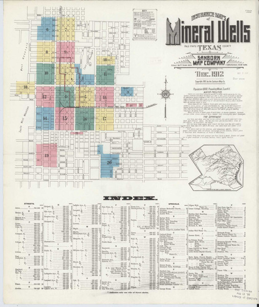 Mineral Wells Texas 1912 - Fire Insurance Index - Old Map Reprint Mineral Wells Texas 1912 - Fire Insurance Index - Old Map Reprint