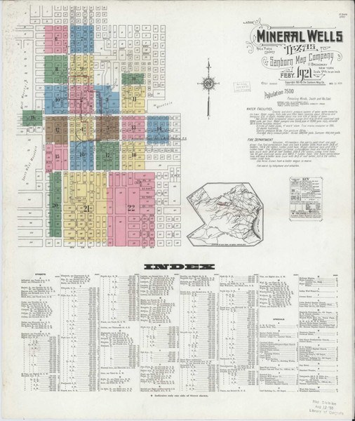 Mineral Wells Texas 1921 - Fire Insurance Index - Old Map Reprint Mineral Wells Texas 1921 - Fire Insurance Index - Old Map Reprint