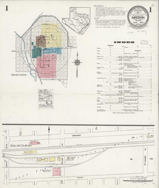 Mission Texas 1925 - Fire Insurance Index - Old Map Reprint Mission Texas 1925 - Fire Insurance Index - Old Map Reprint