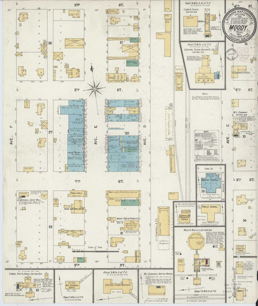 Moody Texas 1902 - Fire Insurance Index - Old Map Reprint Moody Texas 1902 - Fire Insurance Index - Old Map Reprint